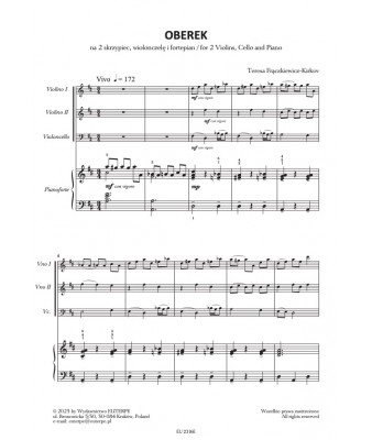 FRĄCZKIEWICZ-KIRKOV, Teresa - Oberek na 2 skrzypiec, wiolonczelę i fortepian (PDF)